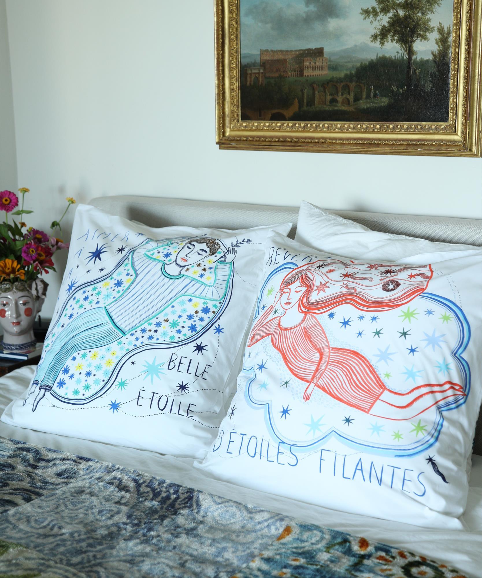 2 Taies d' oreiller Etoile  65 x 65cm - Carrée