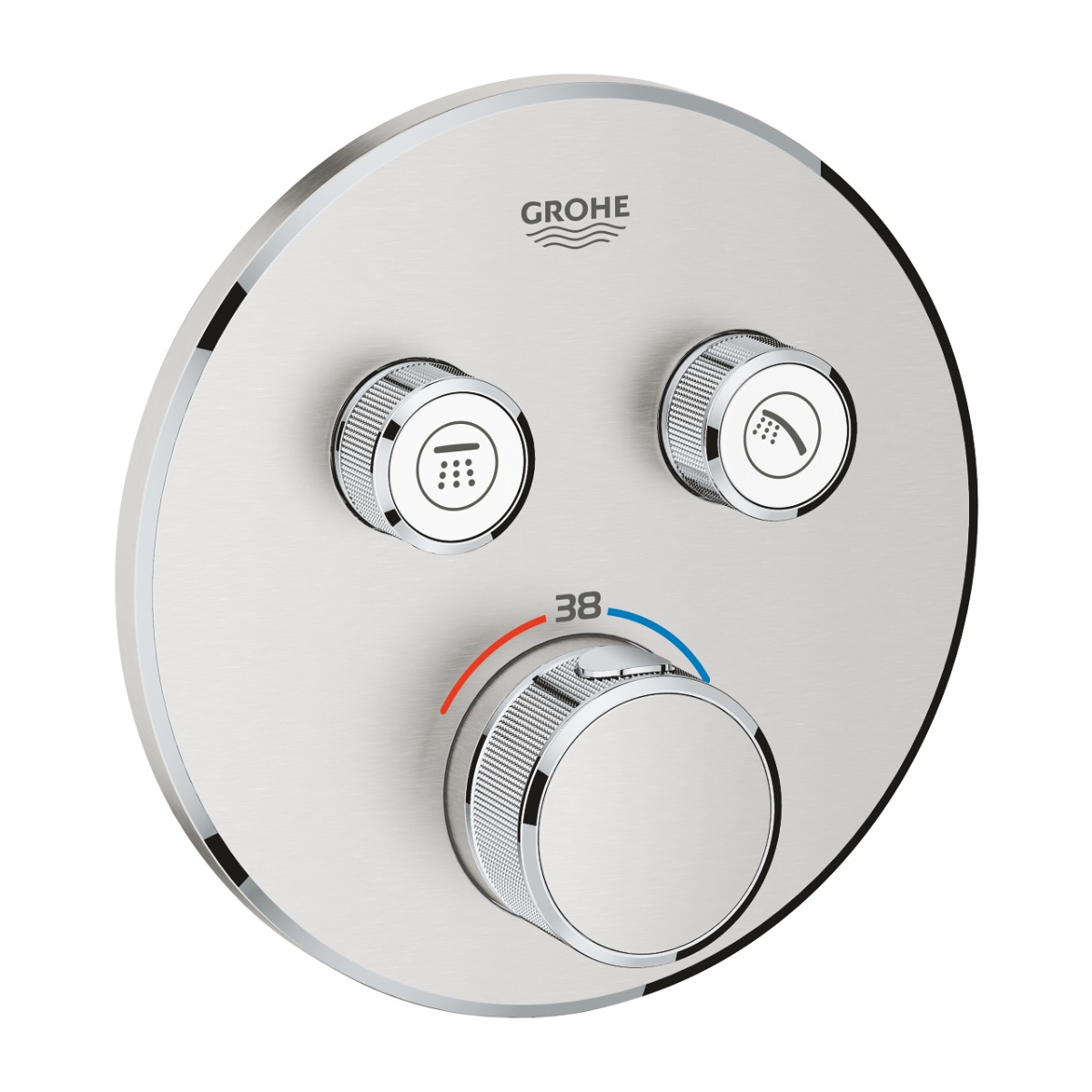 Grohe Grohtherm SmartControl thermostaat met omstel 2-weg rond supersteel