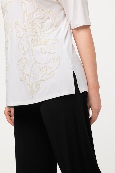 T-Shirt, Perlenstickerei, Rundhals, Halbarm