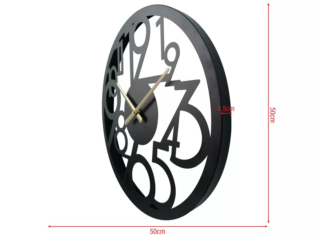 Horloge Suspendue Horloges Modernes en Métal Noir Grands Chiffres