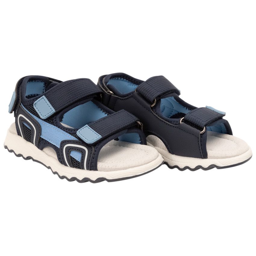 Sandales velcro bicolores en mesh pour garçon - Bleu marine