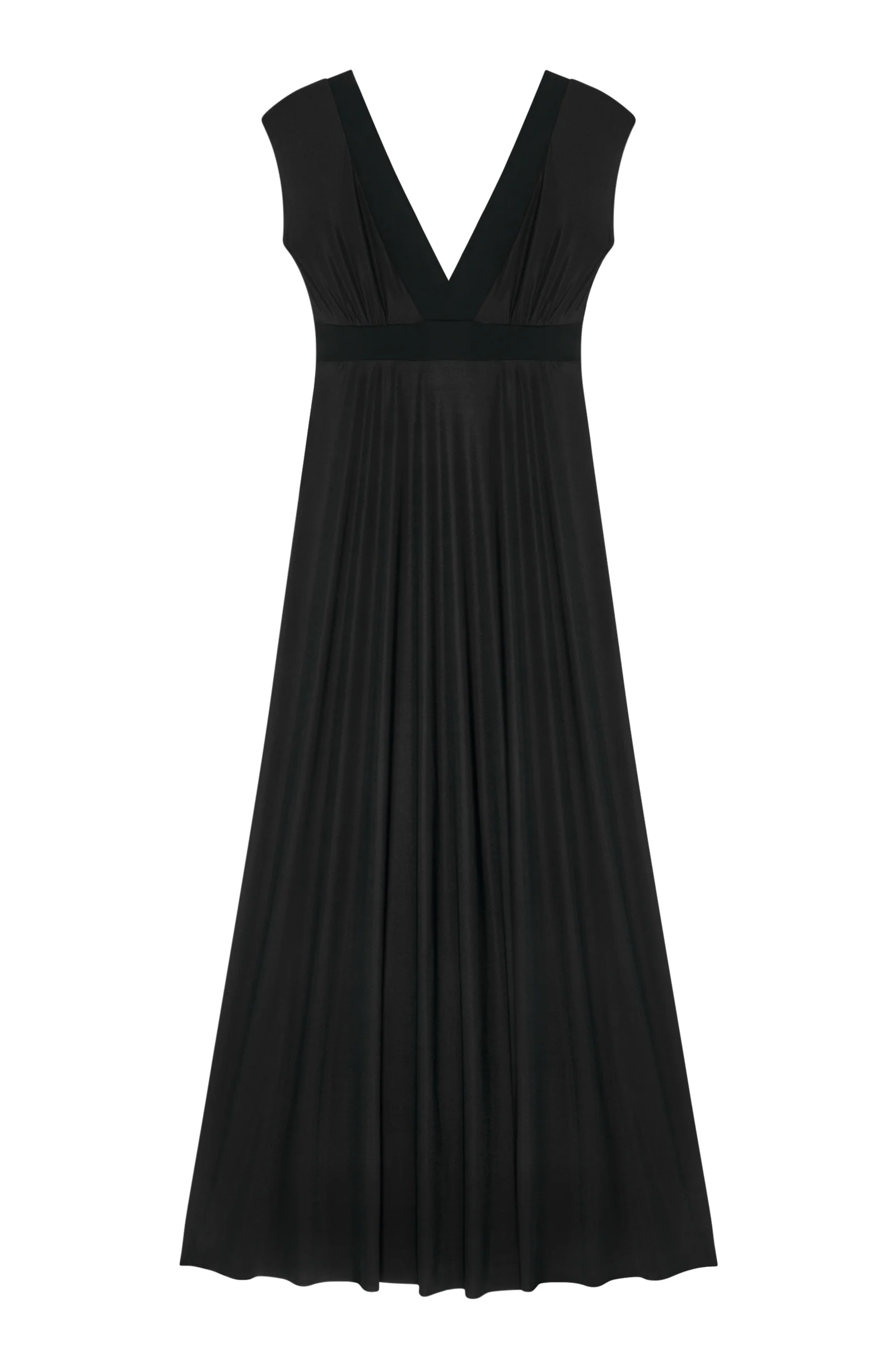 zaelie Robe longue décolleté en voile léger noire Noir