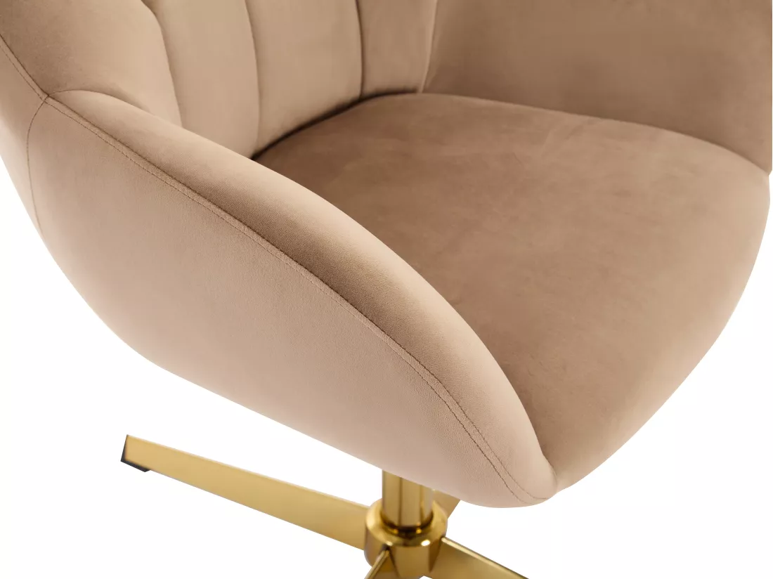 Chaise de bureau en velours - Beige et doré - LANCIEGA de Pascal Morabito