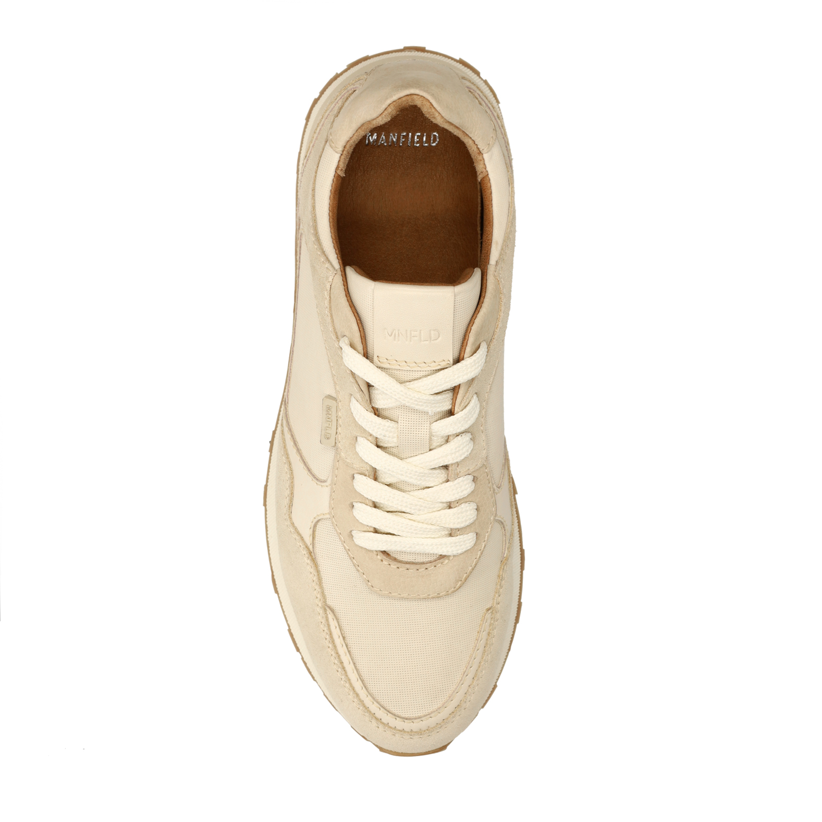 Beige leren sneakers met suède details