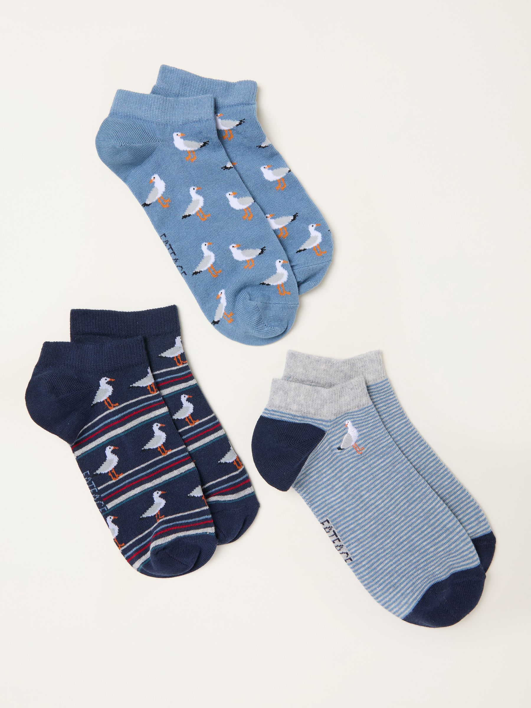 FatFace 3 Pairs of Seagull Trainer Socks