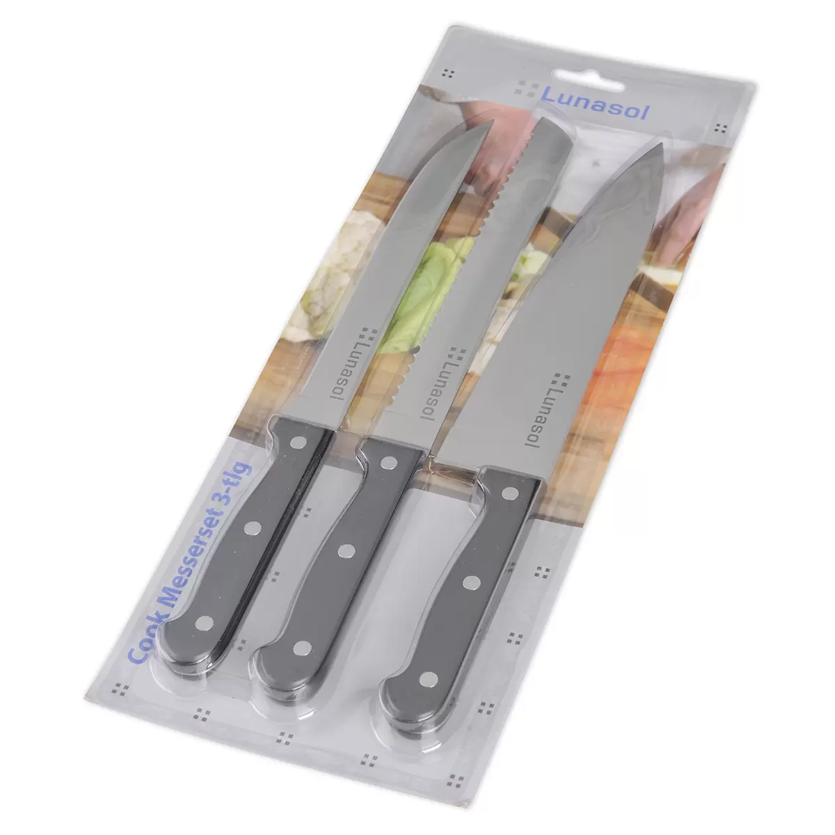 Messerset 3-teilig Lunasol Cook Grande schwarz,silber
