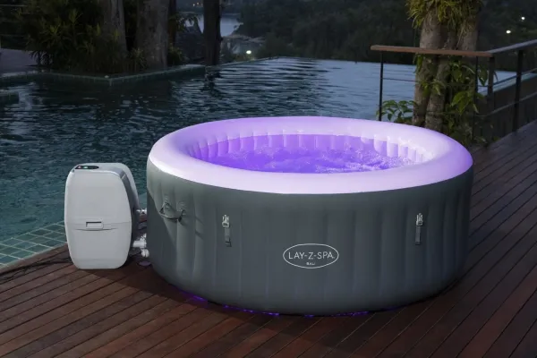 Bestway 60009, 669 L, 4 person(er), Rund, Boble/Jet massage, Acrylonitrilbutadienstyren, PVC, Grå, Hvid