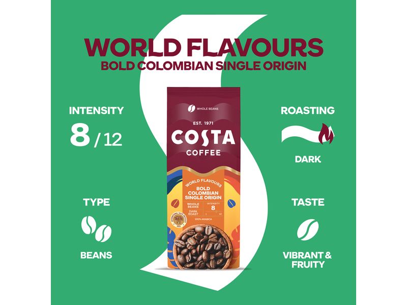 Costa Coffee Kaffeebohnen The Colombian Roast 500 g Kaffeebohnen für Espresso und Café au lait