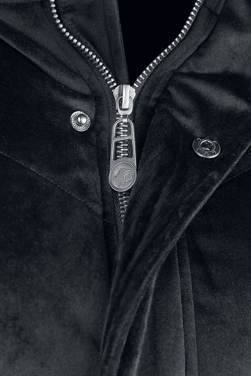 Manteau d'Hiver Velours avec Capuche Fausse Fourrure | Black Premium by EMP Veste d'hiver