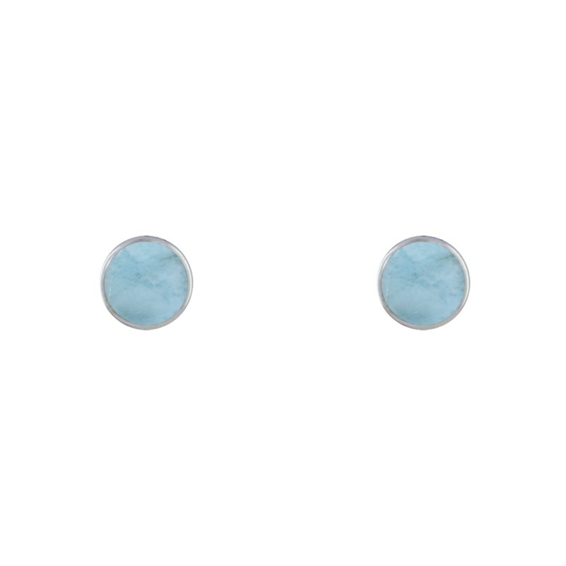 Boucles d'Oreilles Clous Argent Demi Perle de Larimar