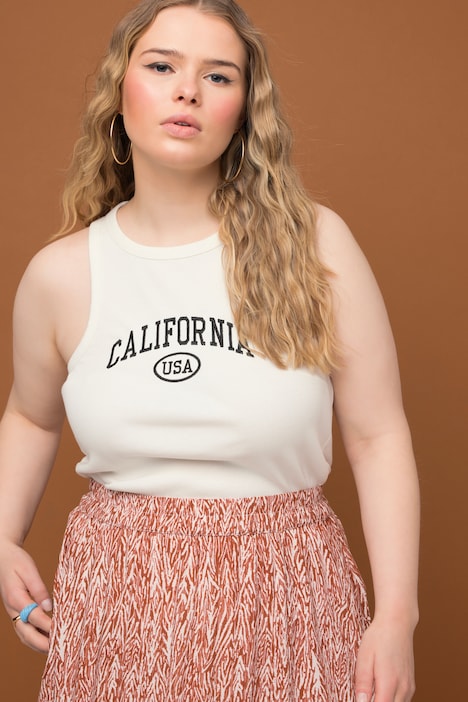 Tanktop, Slim Fit, Stickerei, Rippjersey, Ringerrücken