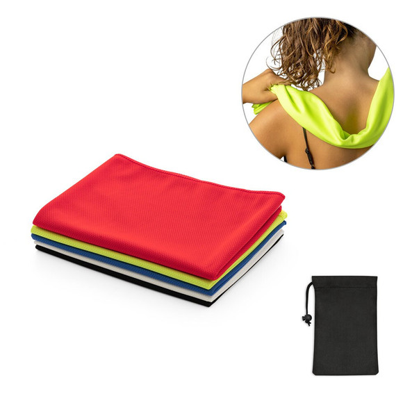 hi!dea 99969 - Serviette de sport rafraichissante en polyester recyclé (100% rPET) avec pochette en non-tissé