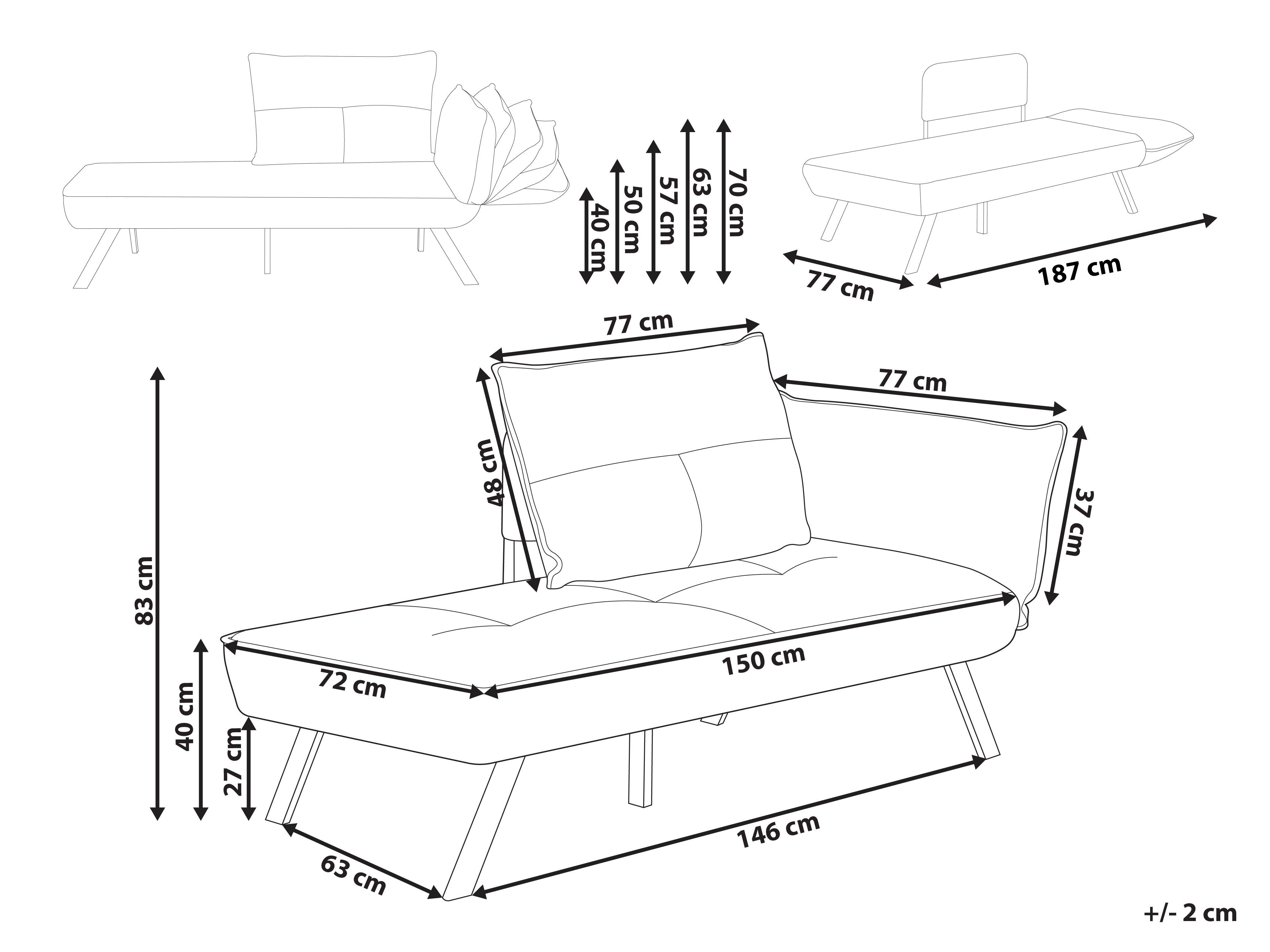 Rechtszijdige chaise longue ROCAMADOUR Stof Bruin