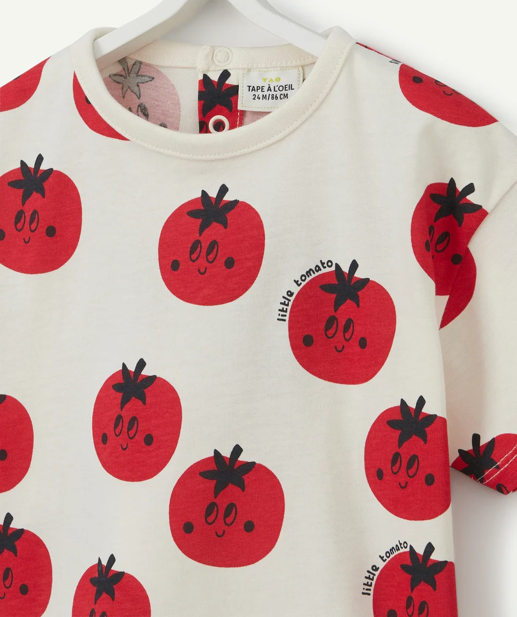 T-SHIRT BÉBÉ GARÇON EN COTON BIO ÉCRU IMPRIMÉ TOMATES