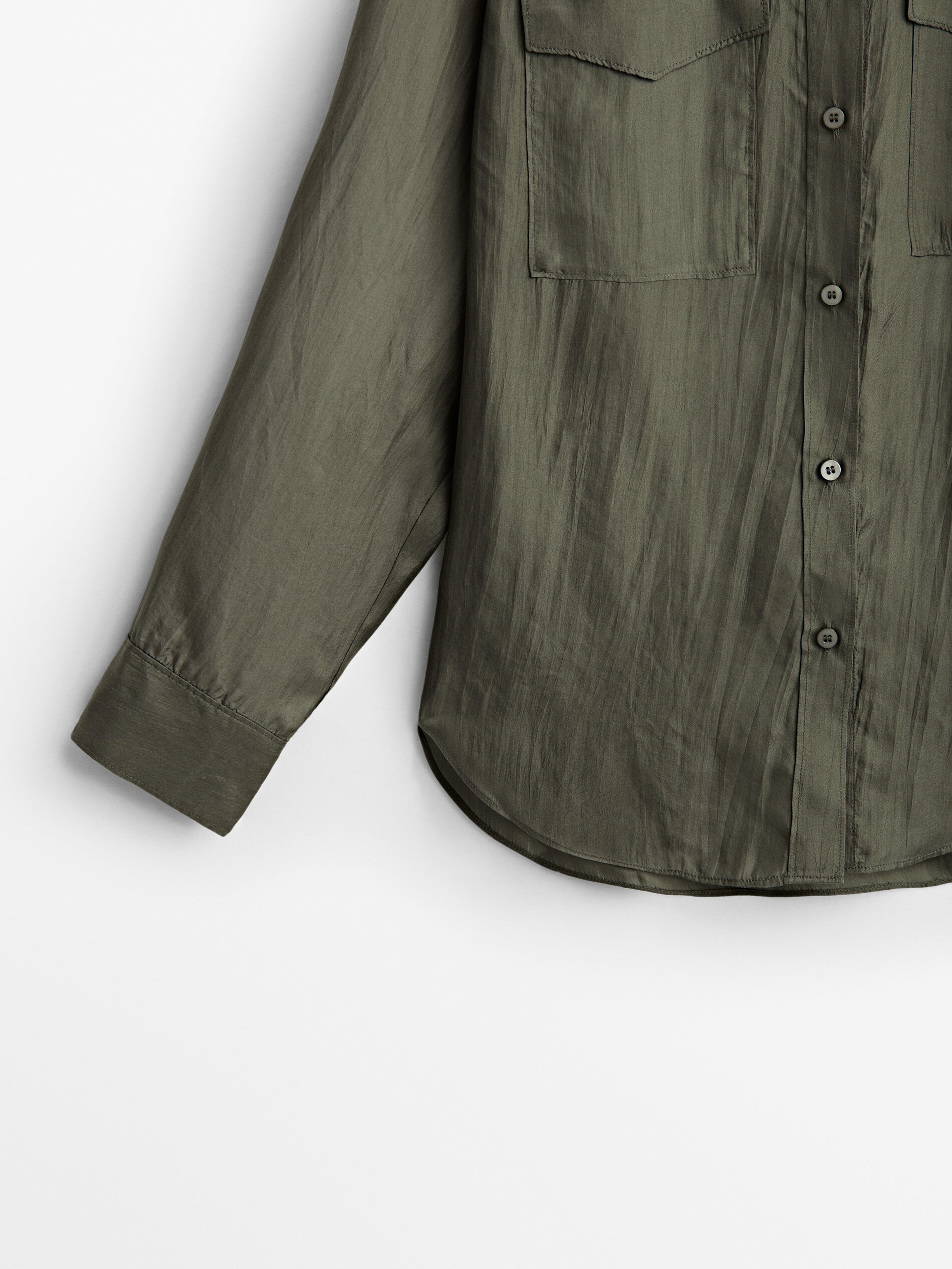 Camisa seda bolsillos - DARK KHAKI