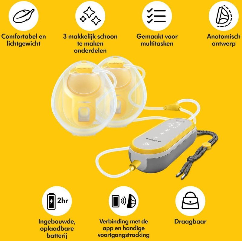 Dubbele Elektrische Borstkolf Freestyle Hands Free 21mm / 24mm MEDELA Doorzichtig