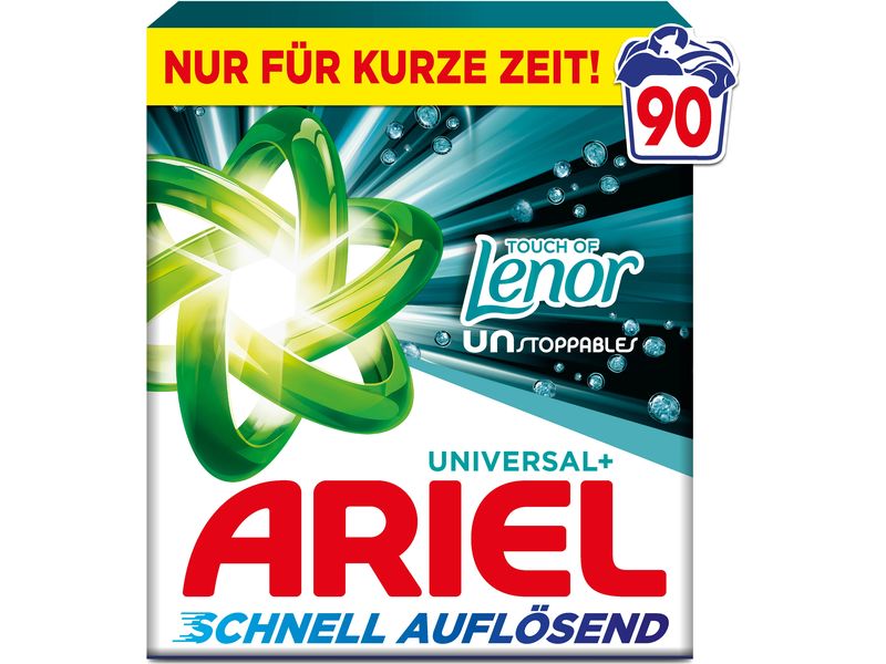 Ariel Pulverwaschmittel Touch Unstoppables 4.95 kg Revolutionäre Frische-Formel mit Lenor Unstoppables für porentiefe Reinheit in nur einem Waschgang