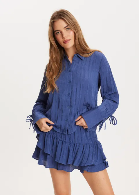 Blouse met strikjes blauw (BLW.D)