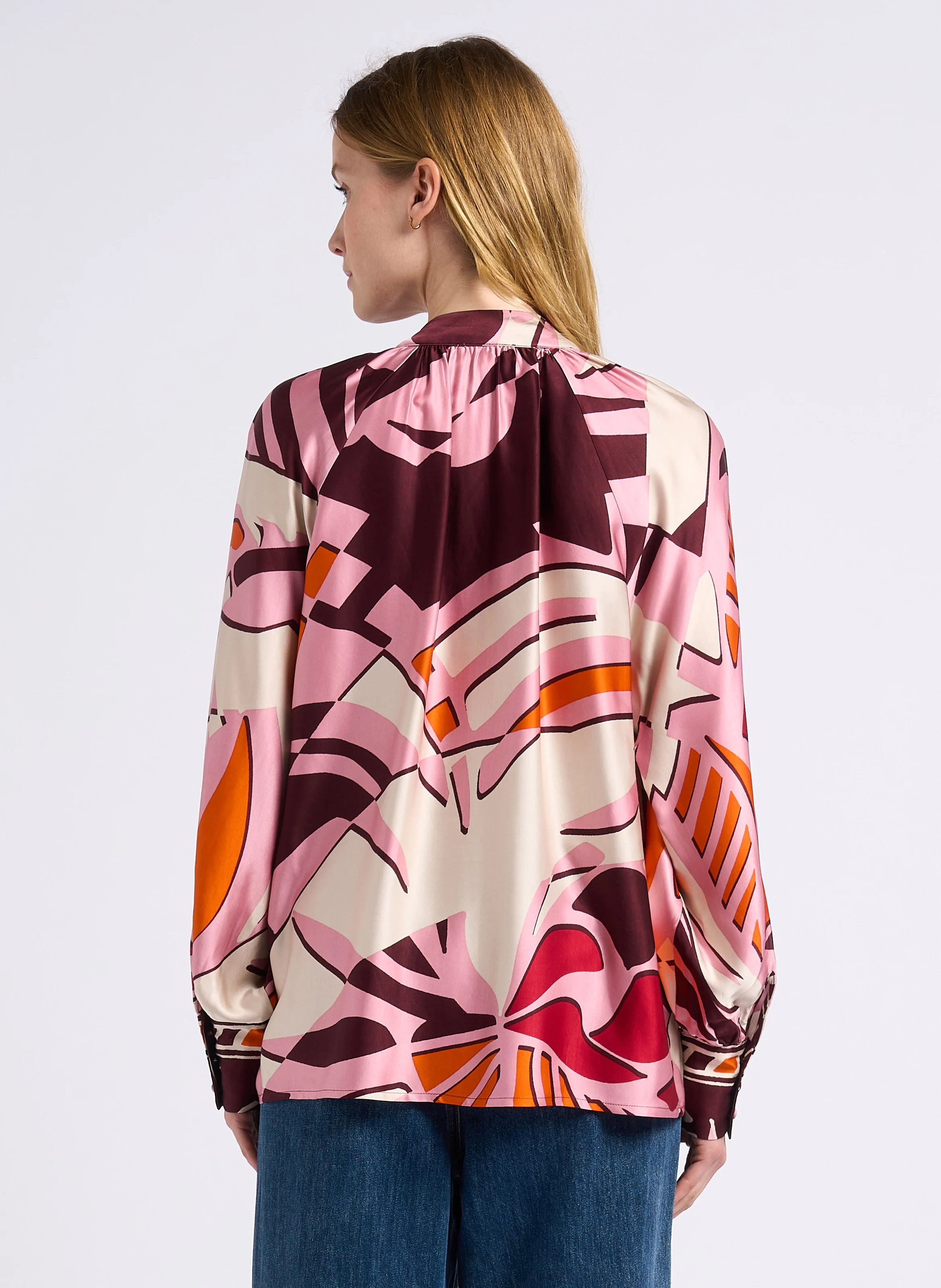 LILA - Blouse imprimée fluide satinée| Rose