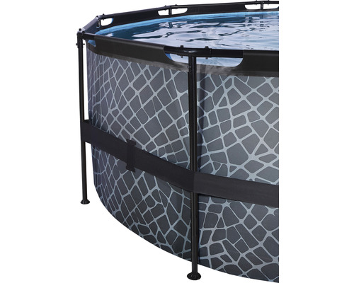 EXIT StonePool ronde opzetzwembadset Ø 450x122 cm inclusief zandfiltersysteem & trap, steenlook