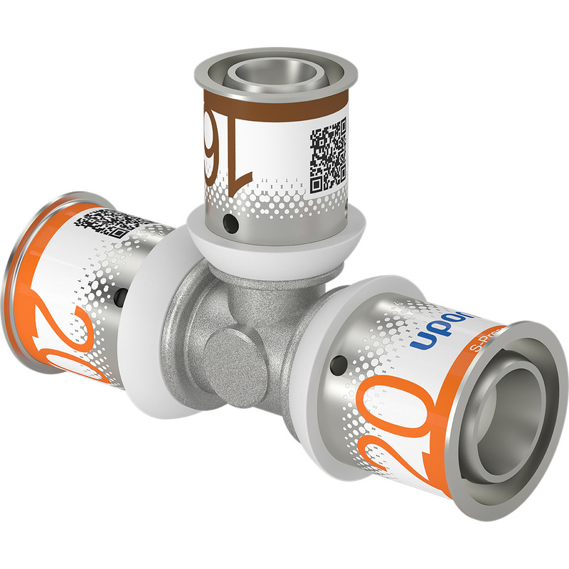 Uponor S-Press Plus pers T-stuk verloop 20x16x20mm