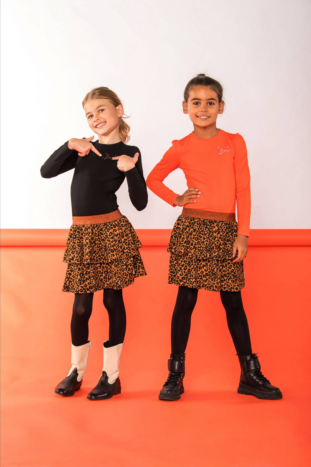 B.Nosy jurk Daphne met panterprint oranje/bruin
