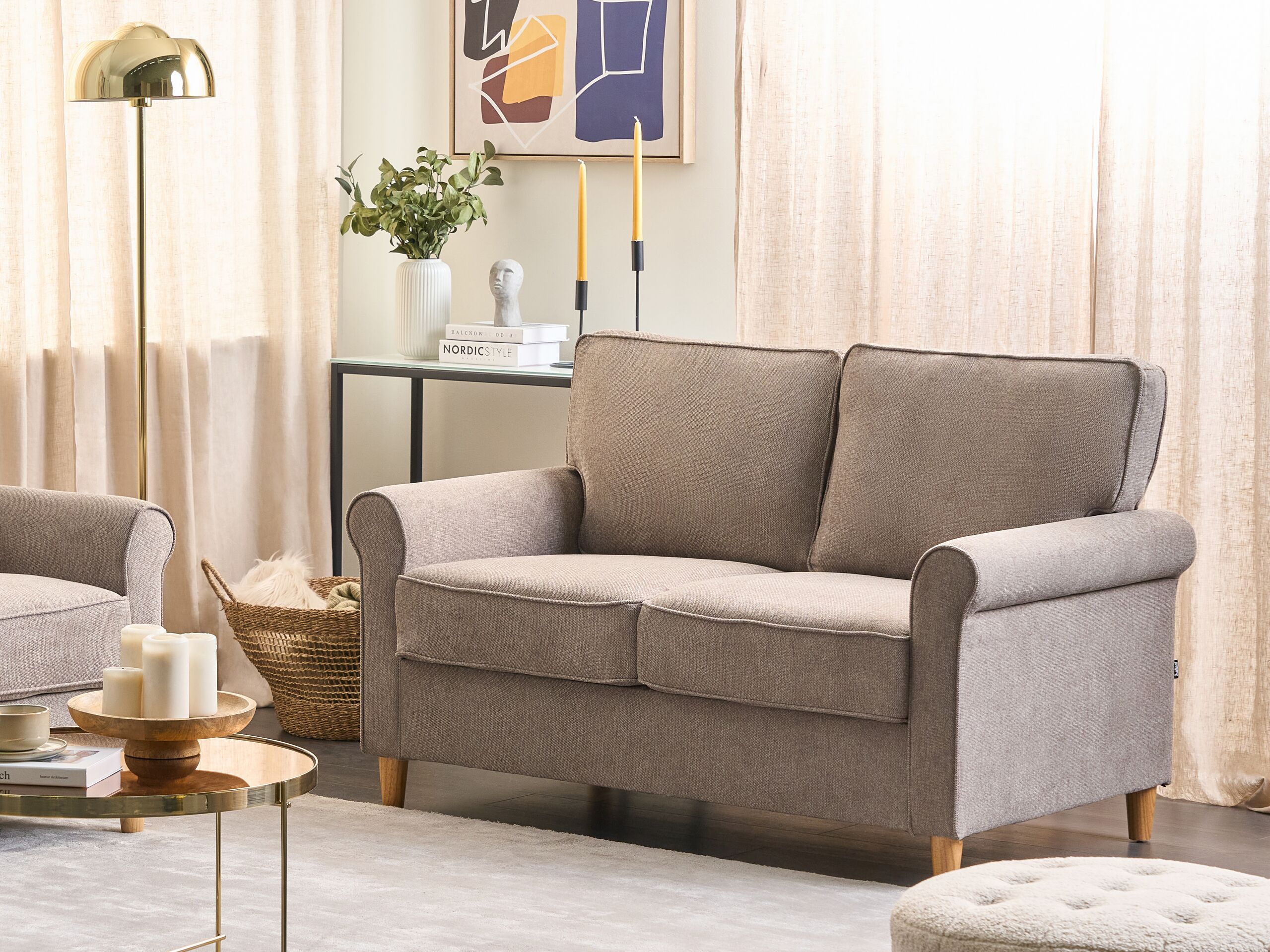Beliani - RONNEBY  - Tweezitsbank - Lichtbruin - Polyester