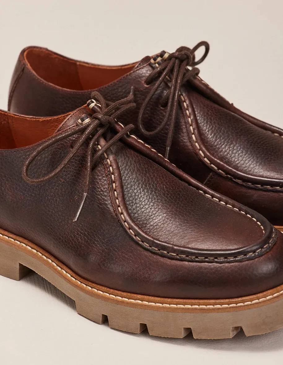 Derbies plateau en cuir pull up grainé Gontran M.Moustache