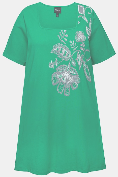 Longshirt, A-Linie, Blumendruck ab der Schulter