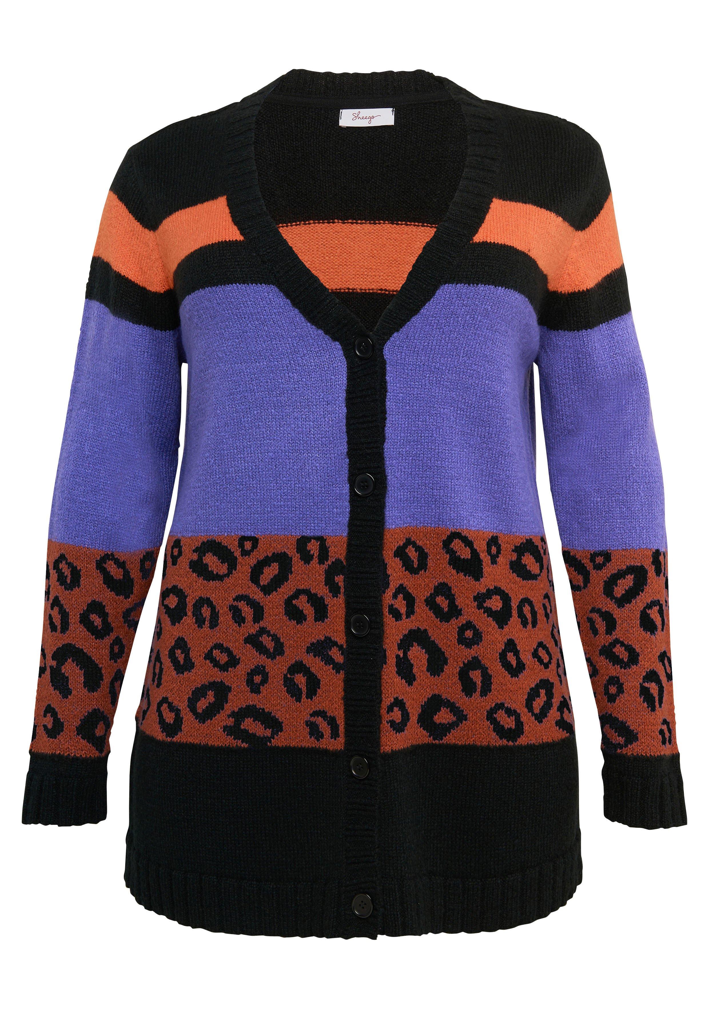 Strickjacke im Muster- und Farbmix