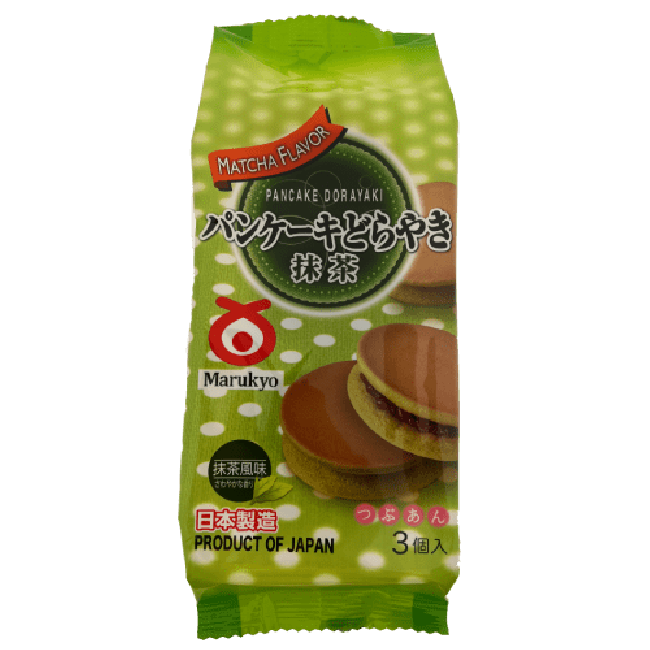 Marukyo Japanese Dorayaki Pannenkoek met Groene Thee Smaak 3st 150g