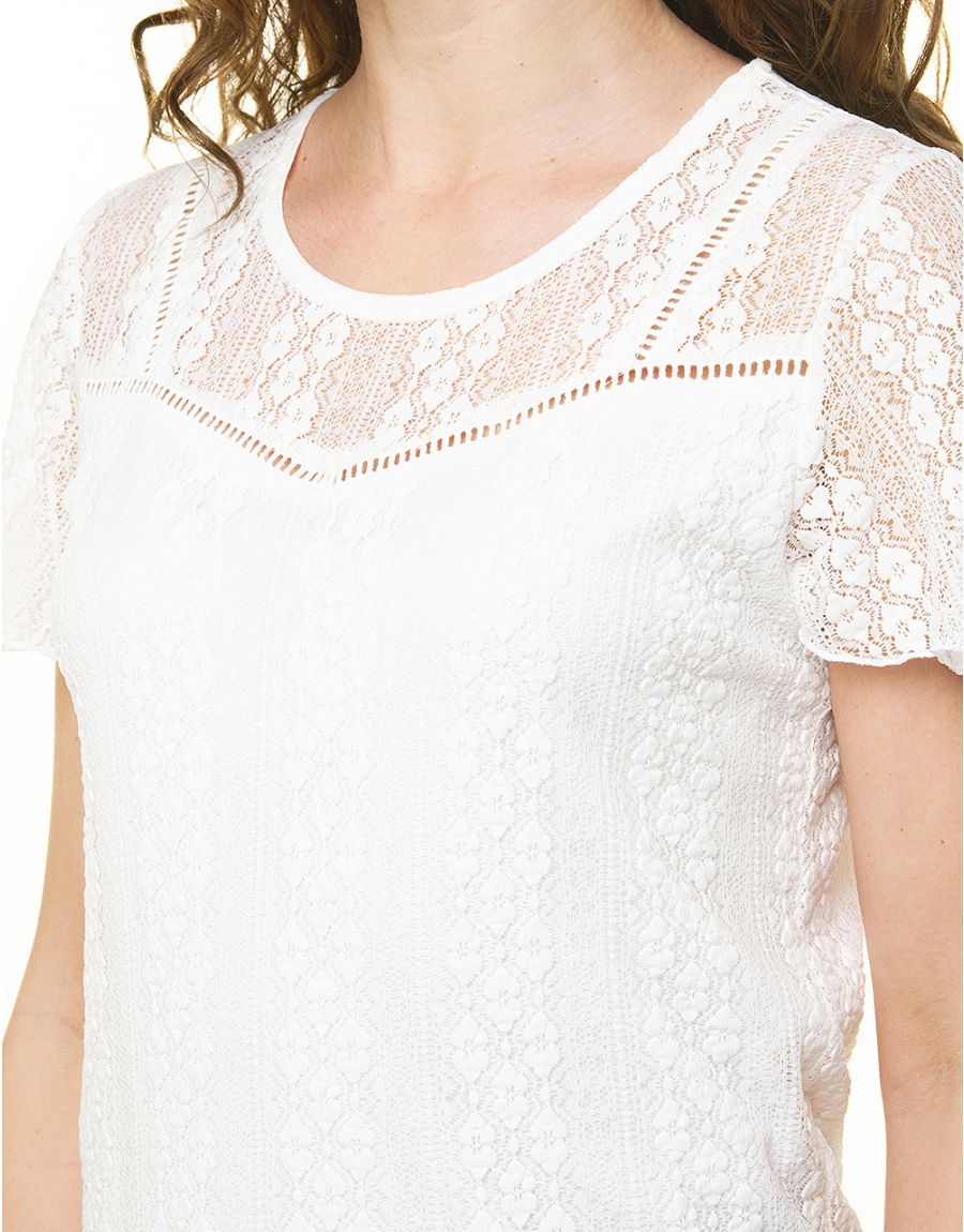 T-shirt dentelle écru