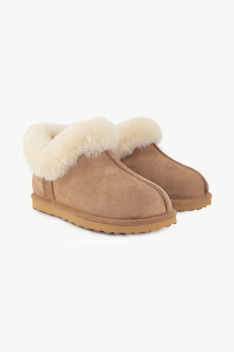Lammfell-Schuh, Veloursleder, Lammfellfutter