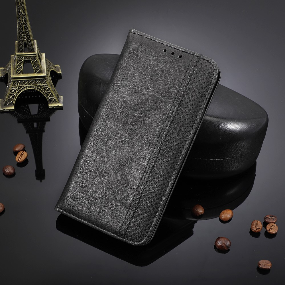 iPod Touch 7 / 6 / 5 Retro Leder Tasche Flip Cover Fashion Design - Schwarz