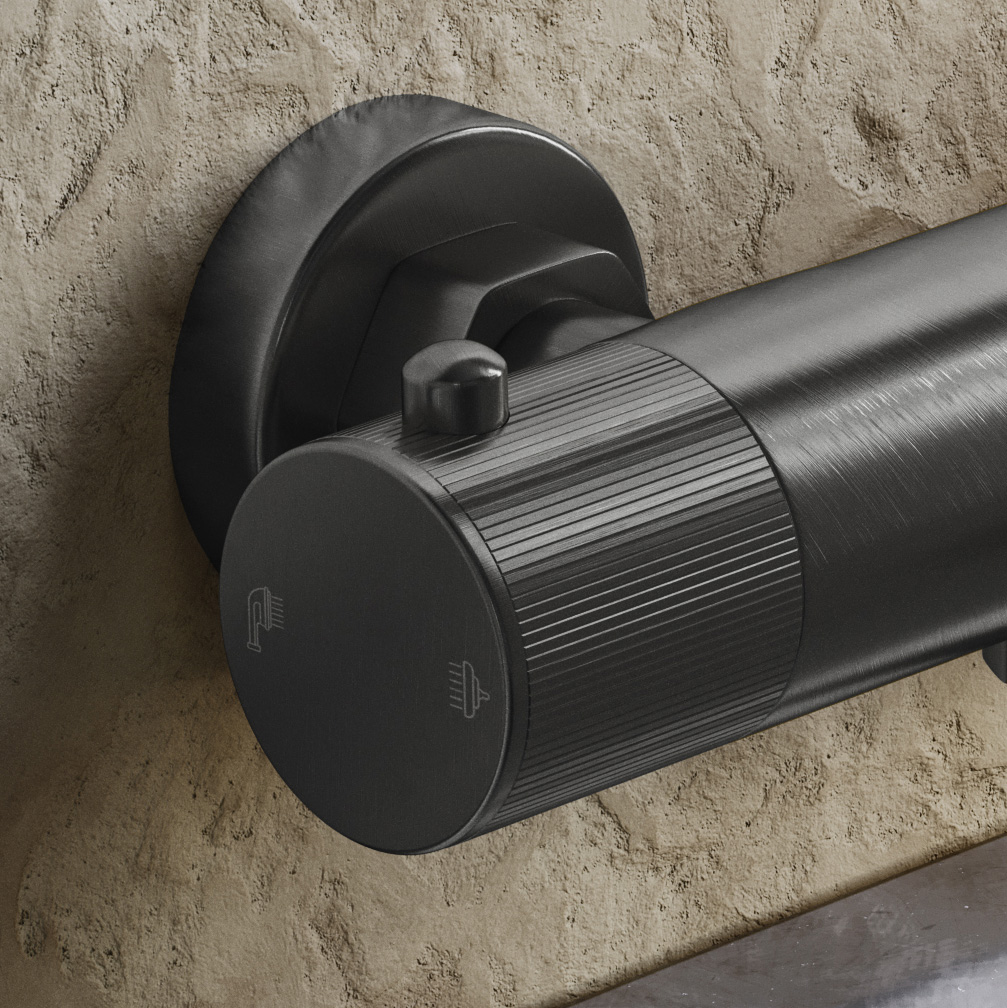 Saniclear Iron Stripes Pro thermostatische opbouw badkraan met handdouche verouderd ijzer - gunmetal