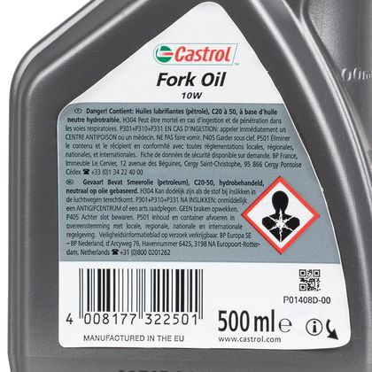 Huile de fourche Castrol FORK OIL 10 W 500 ML Universel