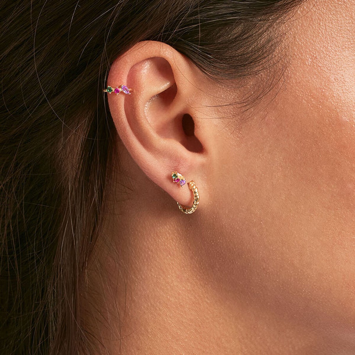 Piercing puce Agatha Amas doré multicolore