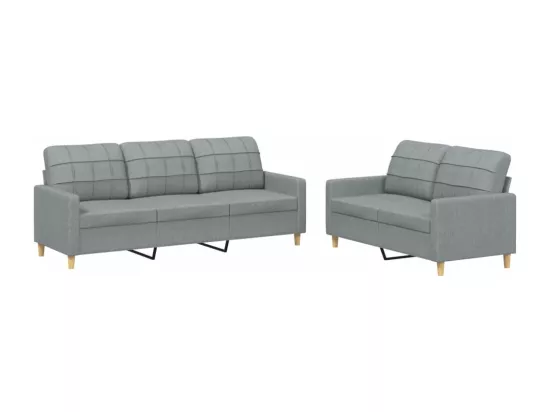 Ensemble de canapés 2 pcs avec coussins Gris clair Tissu