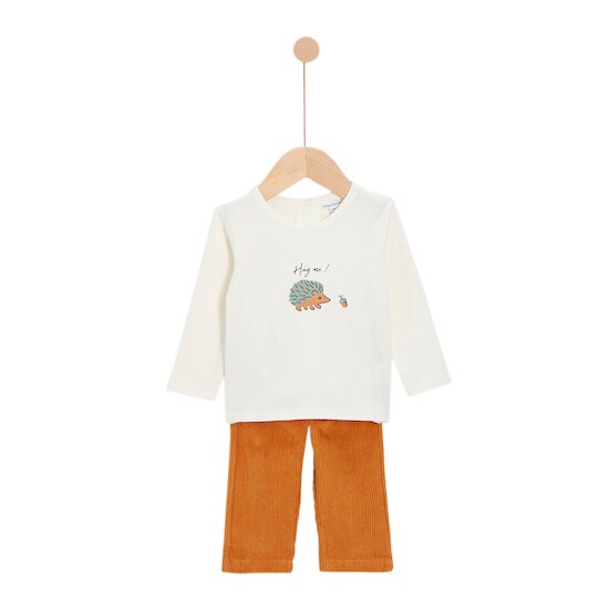 Cœur de pain d'épice Ensemble haut + pantalon coton   Ecru        de               P'tit bisou