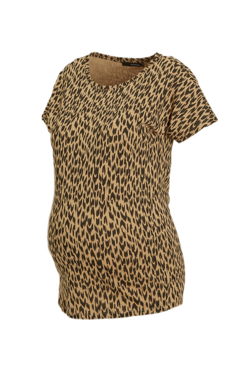 Supermom zwangerschapsshirt met all over print bruin