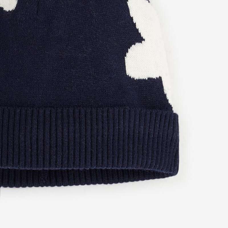 Bonnet fleuri bébé fille bleu marine en tricot Catimini Bleu