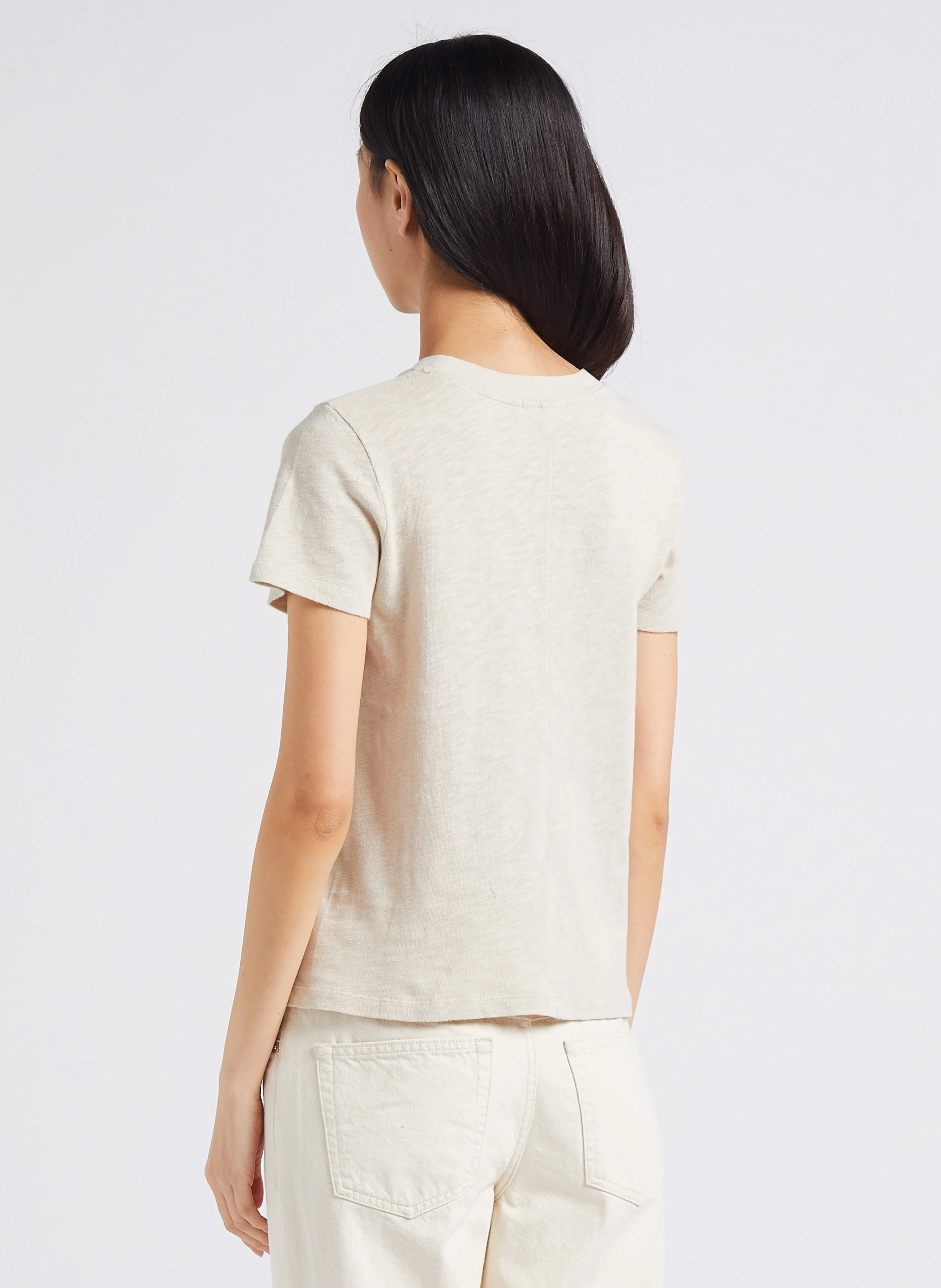SONOMA - Tee-shirt col rond droit en coton | Beige