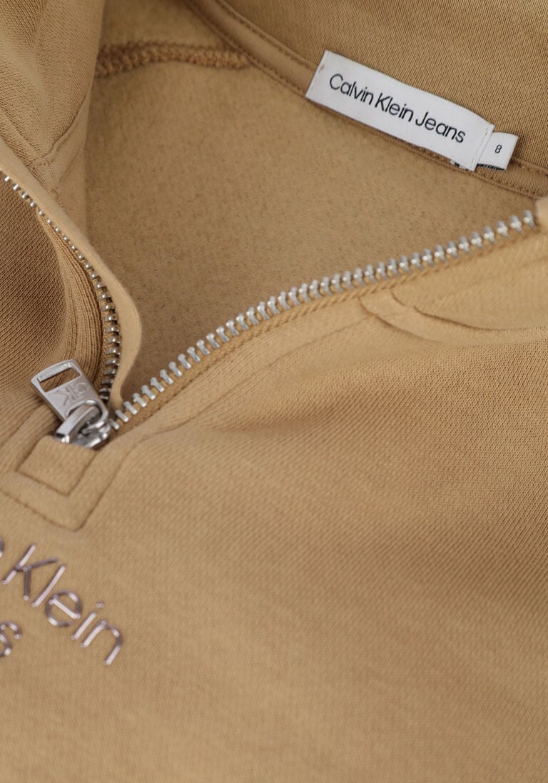 CALVIN KLEIN camel calvin klein trui cut seams stack logo zip up hwk