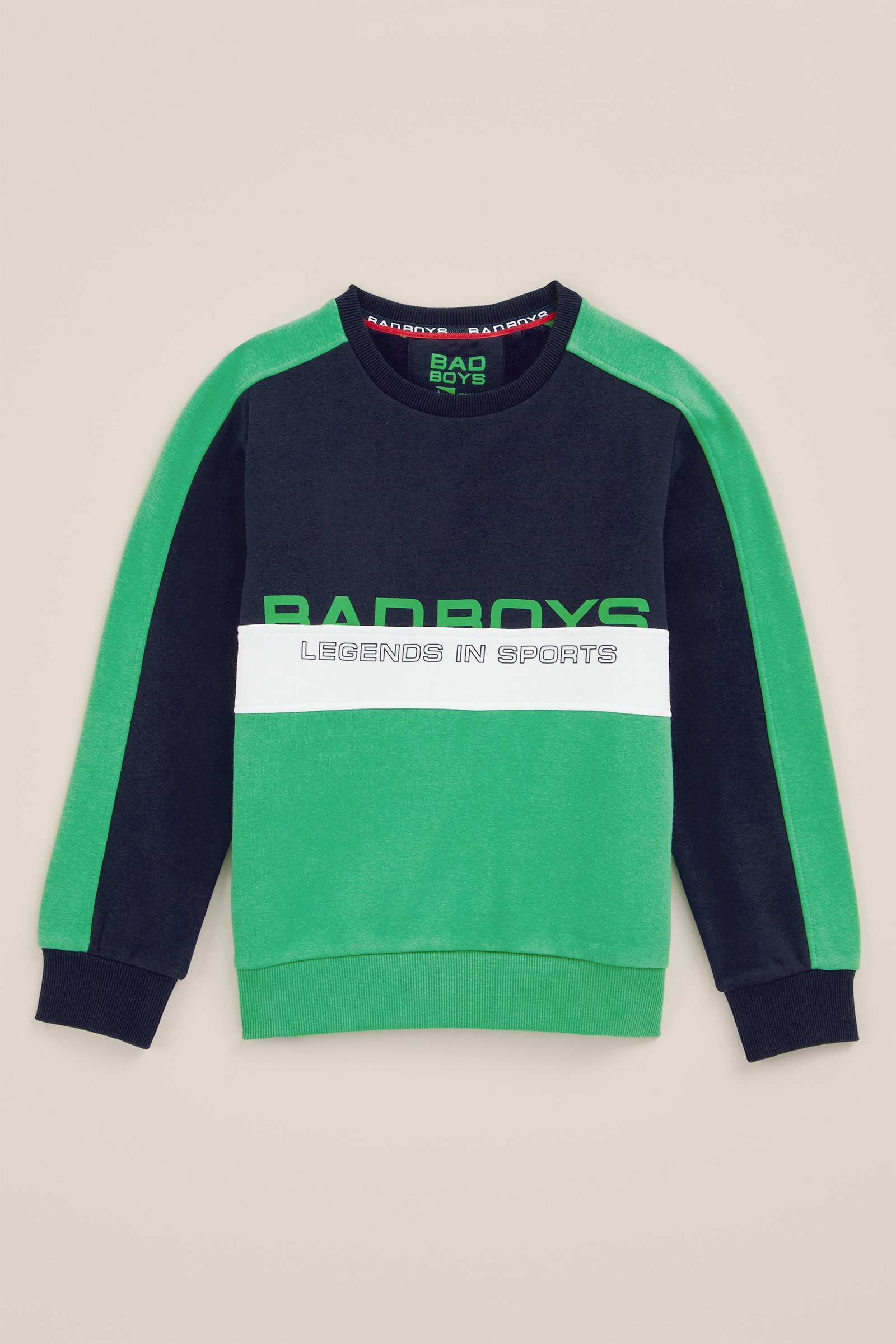 Jongens trui met colourblock Bad Boys Groen