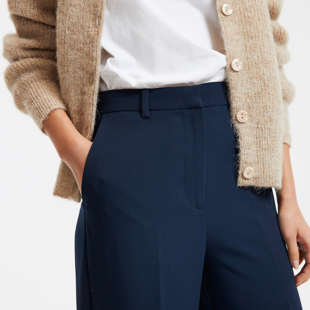 COLEÇÕES LA REDOUTE<br>Calças largas em poliviscose