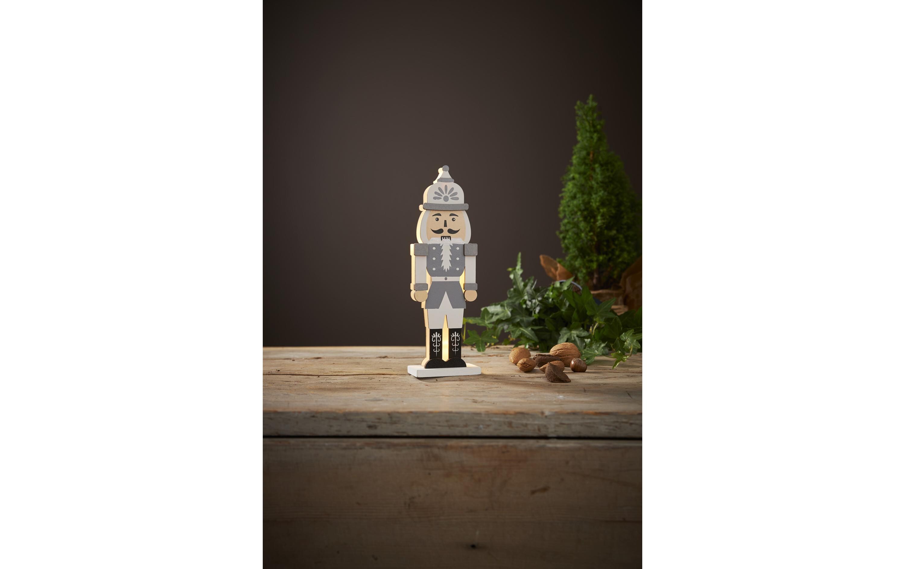 LED-Figur Nutcracker, 25 cm, GrauLED Tischdekoration Nussknacker