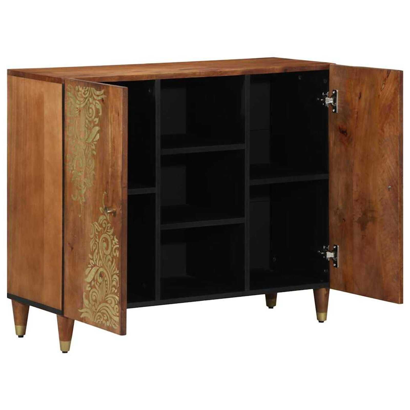 vidaXL Dressoir met plank bruin 90 x 33,5 x 75 cm massief mangohout