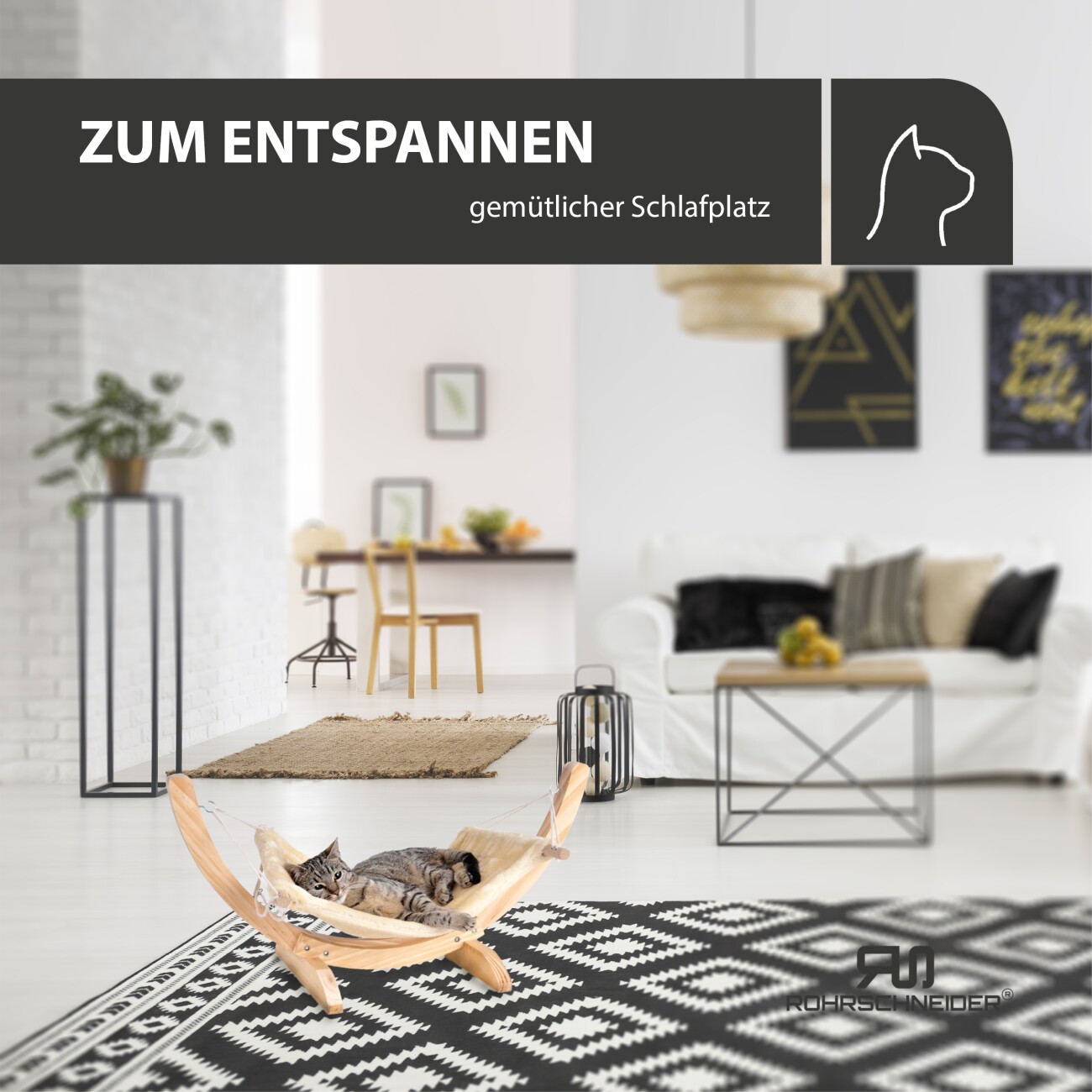 Rohrschneider ® Katzenhängematte Cat Relax, Katzenschlafplatz inkl. Gratis-Beigabe