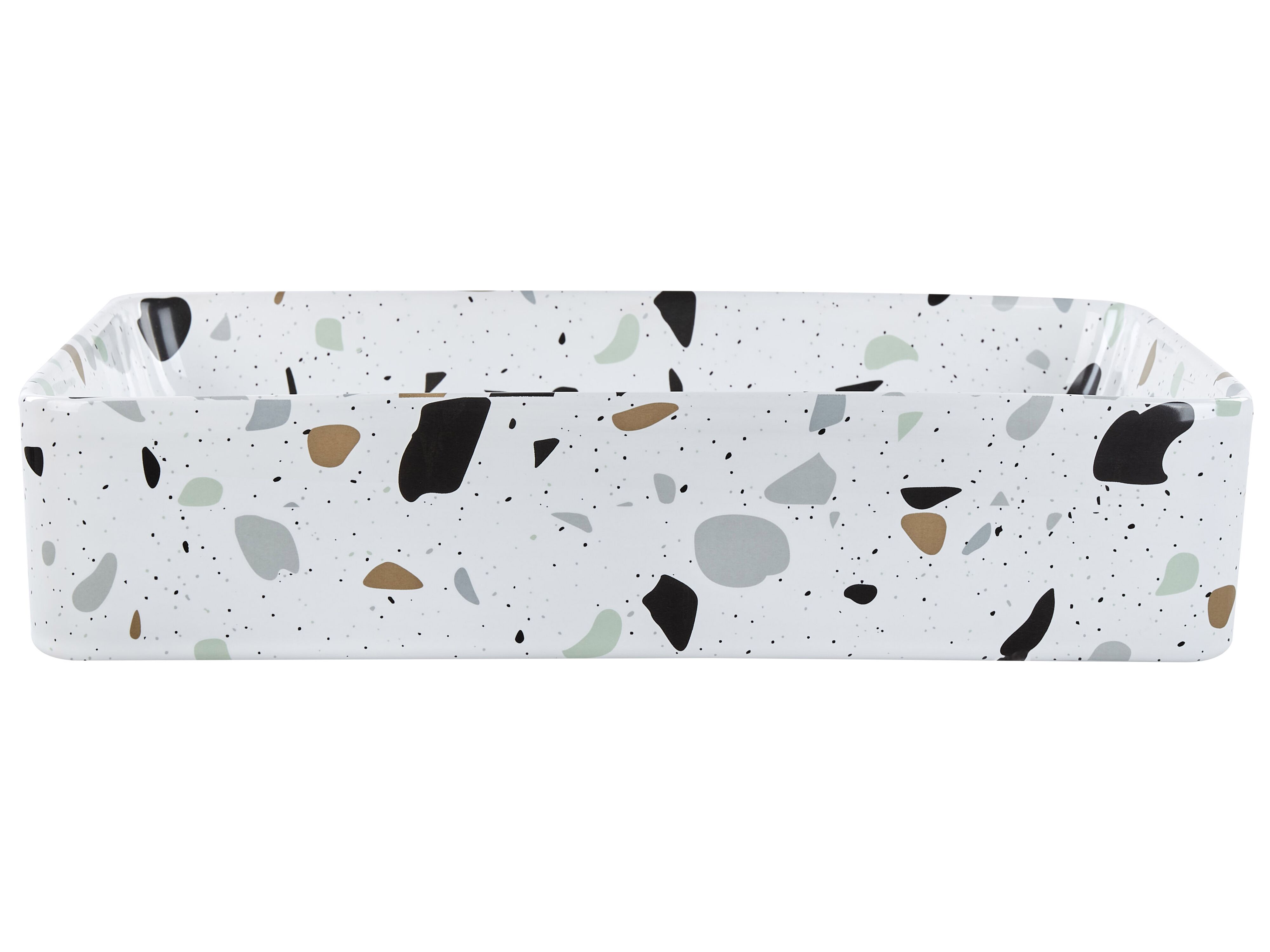 Wastafel voor aanrechtblad NULES 51 x 34 cm Keramiek Wit terrazzo