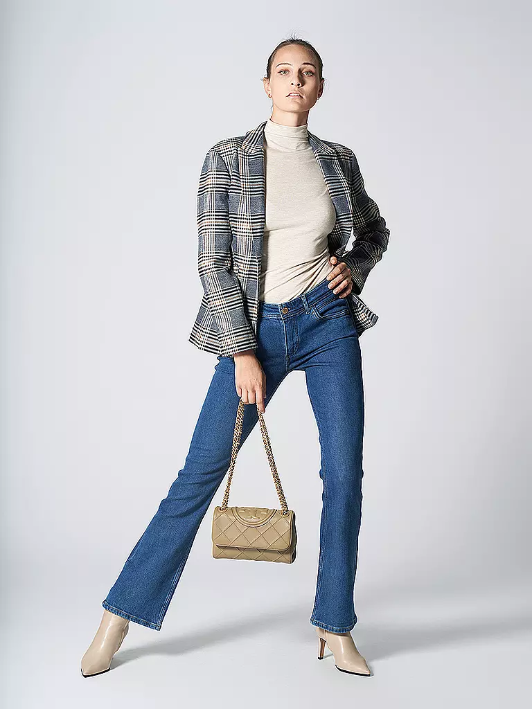 TORY BURCH Ledertasche - Umhängetasche FLEMING grau